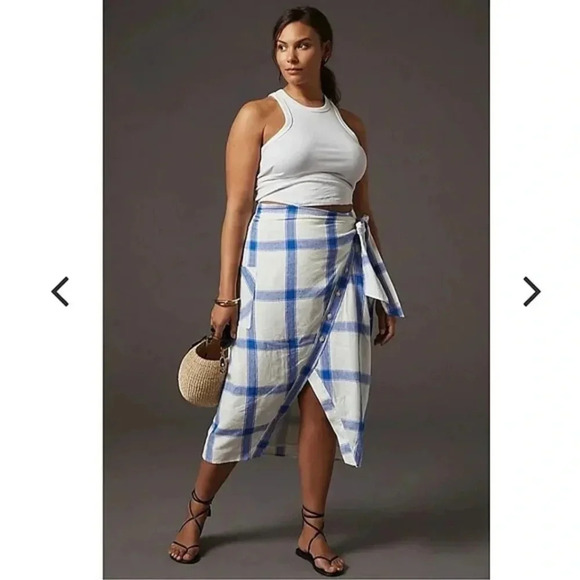 Anthropologie Maeve Asymmetric Wrap Skirt. Blue Motif Size 18W-NWT - Picture 3 of 4